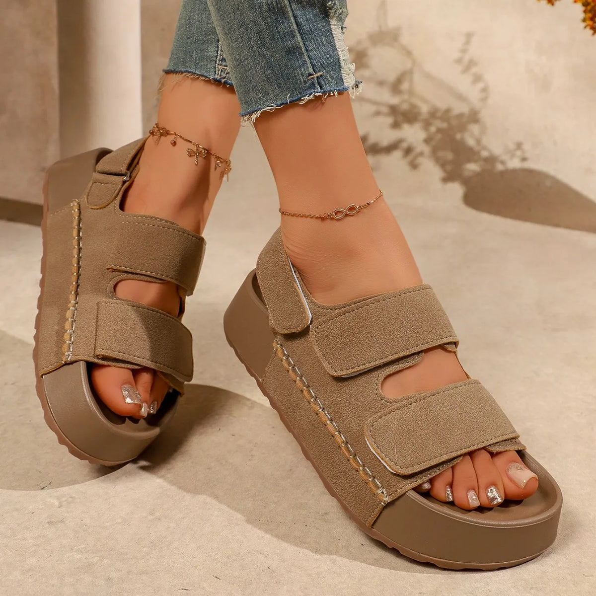 Fashion Women Sandals Summer New Simple Round Toe Non Slip Thick Sole Female Shoes Comfort Wear Resistant Soft Sole Sandals