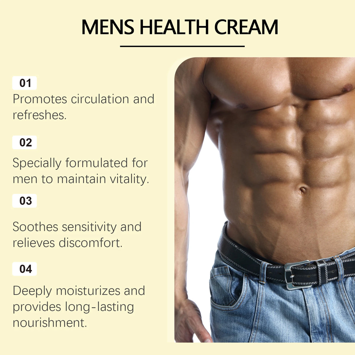 Men's Care Cream Daily Gentle Care and Nourishment for Men's Skin Gentle Formula, Ideal for Massage Care