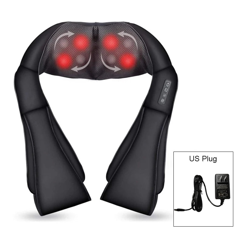 Shiatsu Neck and Shoulder Massager Heated Back Massager U Shape Deep Kneading Electric Massage Pillow For Neck Waist Leg Body