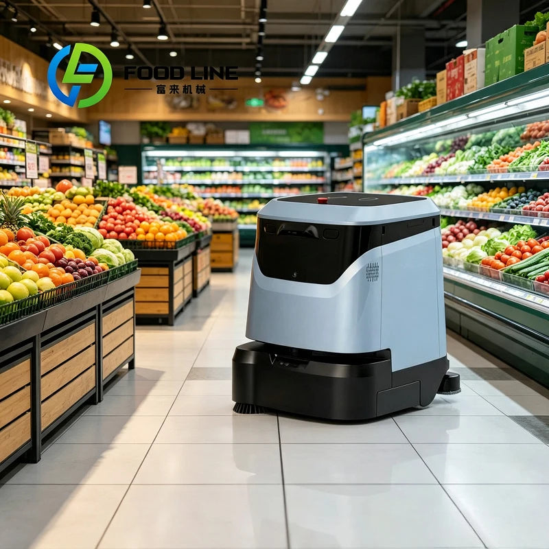 Commercial Floor Cleaning Robot with 4-in-1 Sweep Scrub Vacuum with Auto Recharge App-Controlled & Automatic Dirt Disposal