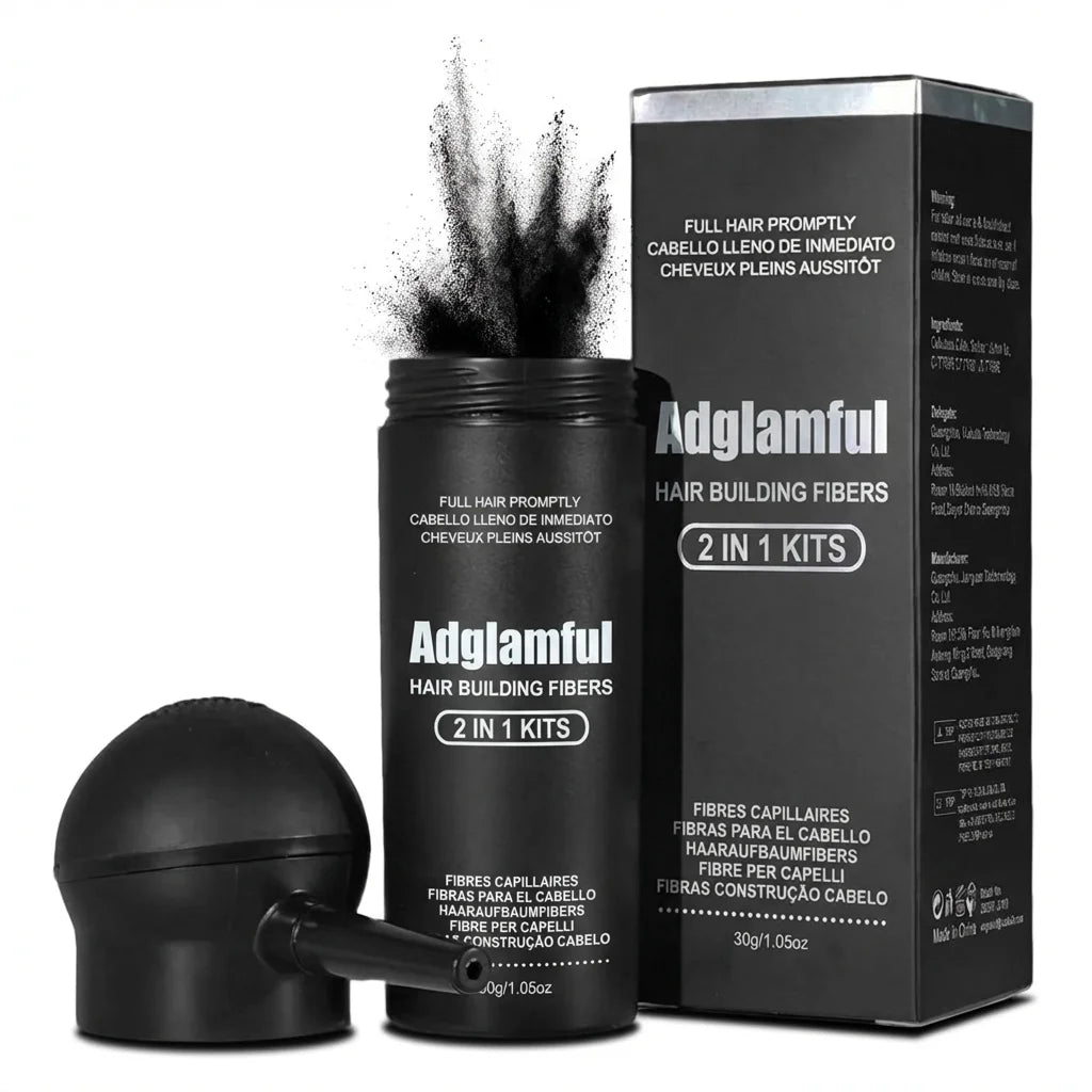 Adglamful 30g Hair Building Fiber - Spray Head Design, Precise Coverage, 5 Sec Quick Thickening for Sparse Areas & Styling