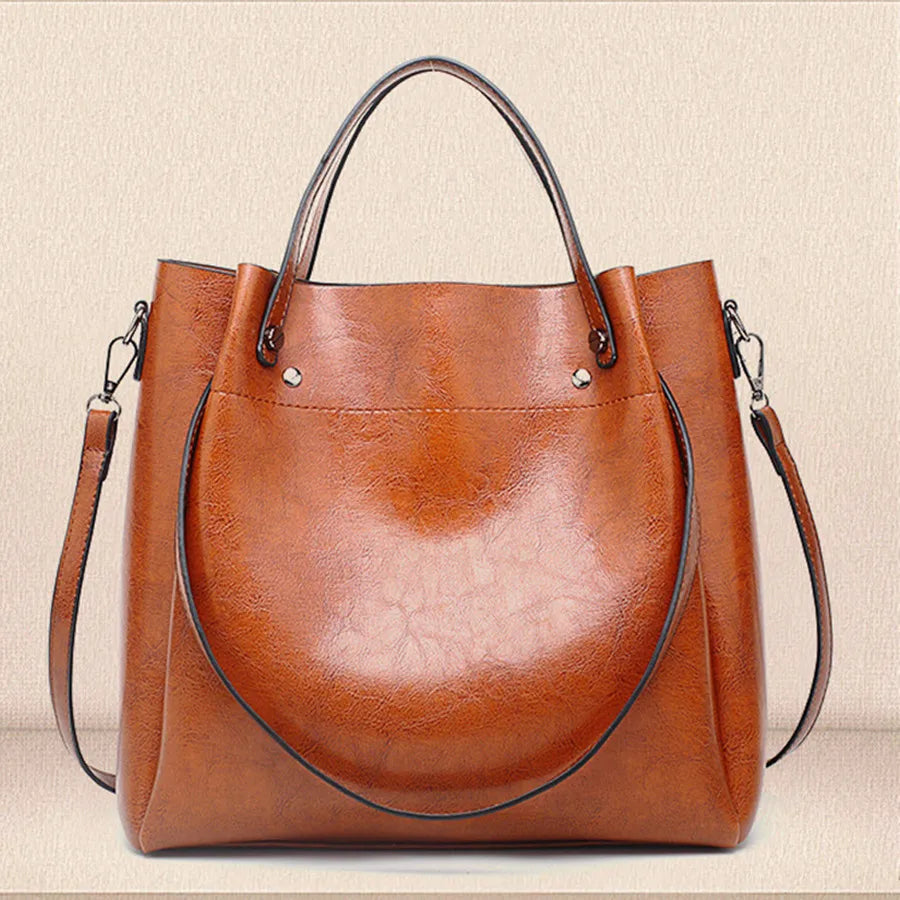 Women' Bucket Handbag, Large Capacity Casual Ladies' Shoulder Crossbody Bag, Soft PU Leather Commuting Bag