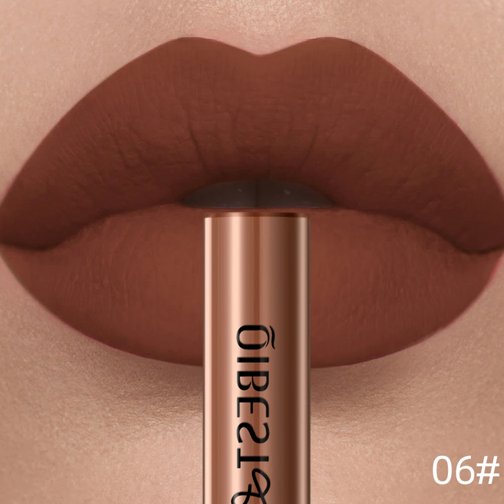 QIBEST Matte Liquid Lipstick Waterproof Long Lasting Velvet Lip Gloss Tint Tube Matte Nude Pigment Red Lipgloss Lips Makeup