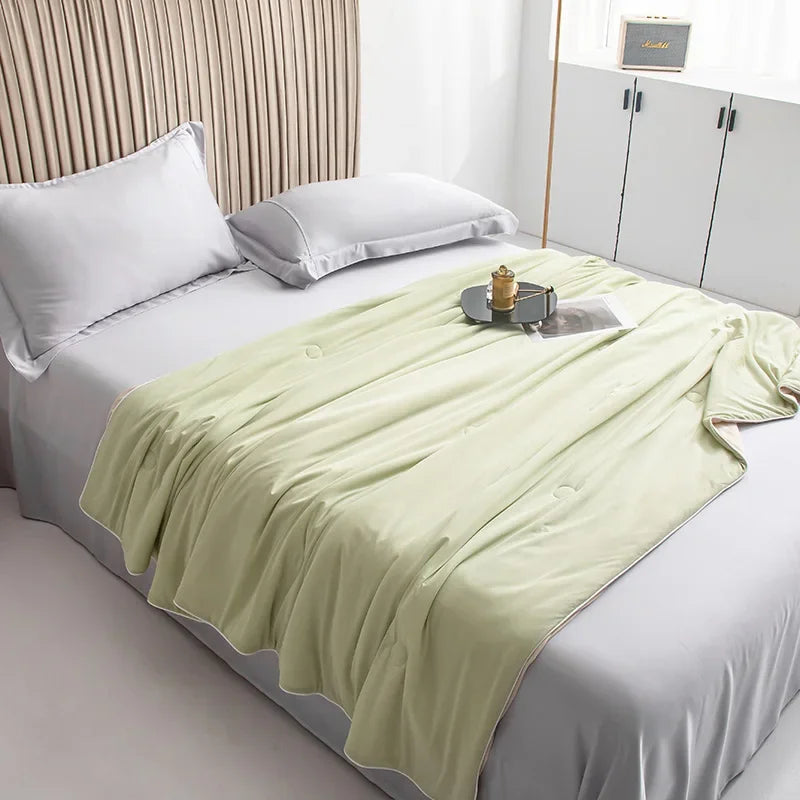 Cold Silky Summer Blanket Cooling Fabric Air Condition Quilt Cool Blankets for Beds Double Side Lightweight Cooled Comforter