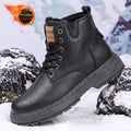Men Winter Snow Boots Plush Lined High‑Top Faux Leather Anti‑Slip Thick Sole Shoes For Snow Day Commute Street Casual Outing