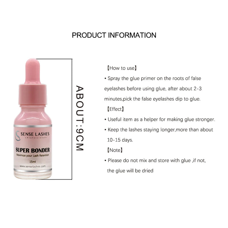 SENSE LASHES 15ml Super Bonder for Lash Extensions Quick Drying Long Last Grafting Eyelash Glue Bonder pestañas