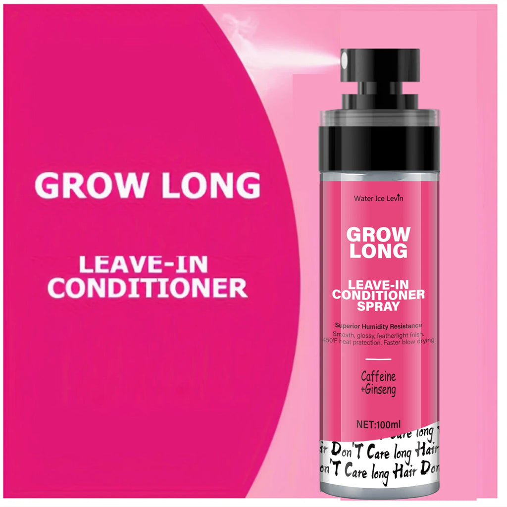 Leave-in conditioner spray and smoothing agent, long-lasting biotin - anti-frizz deep conditioner for split ends and breakage - vitamin E, caffeine, and ginseng, suitable for curly, dry, and damaged hair