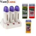 3 Pieces Women Epilators For Hair Removal Depilatory Roll on Wax Heater Roller Waxing Warmer Machine With or Without 3 Wax