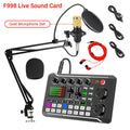 F998 Podcast Live Equipment Bundle, Professional Live Sound Card with Microphone Set Mixer Recording Studio Package Music Singin