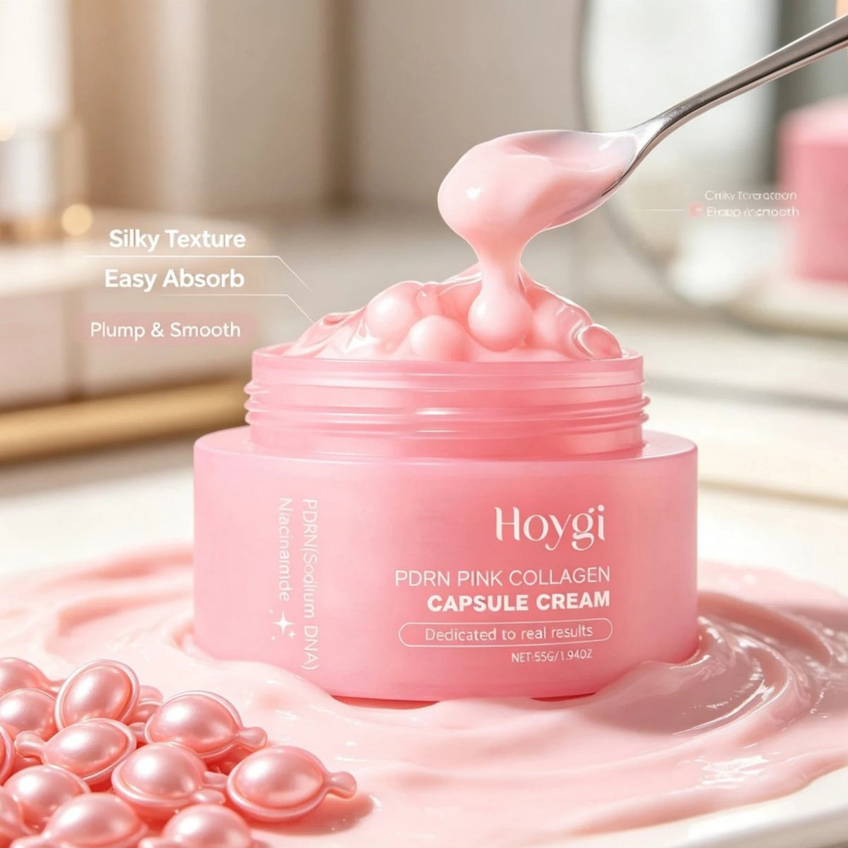 Korean PDRN Pink Collagen Capsule Cream Anti-Wrinkle Hydrating Moisturizer Cream Firming Brightening Skin Face Care Capsules