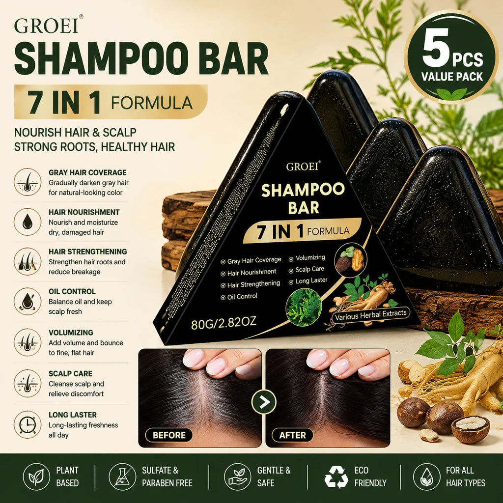 80g Black Herbal Shampoo Bar 7 In 1 Natural Plant Extract Oil Control Nourish Scalp Hair Solid Shampoo Care