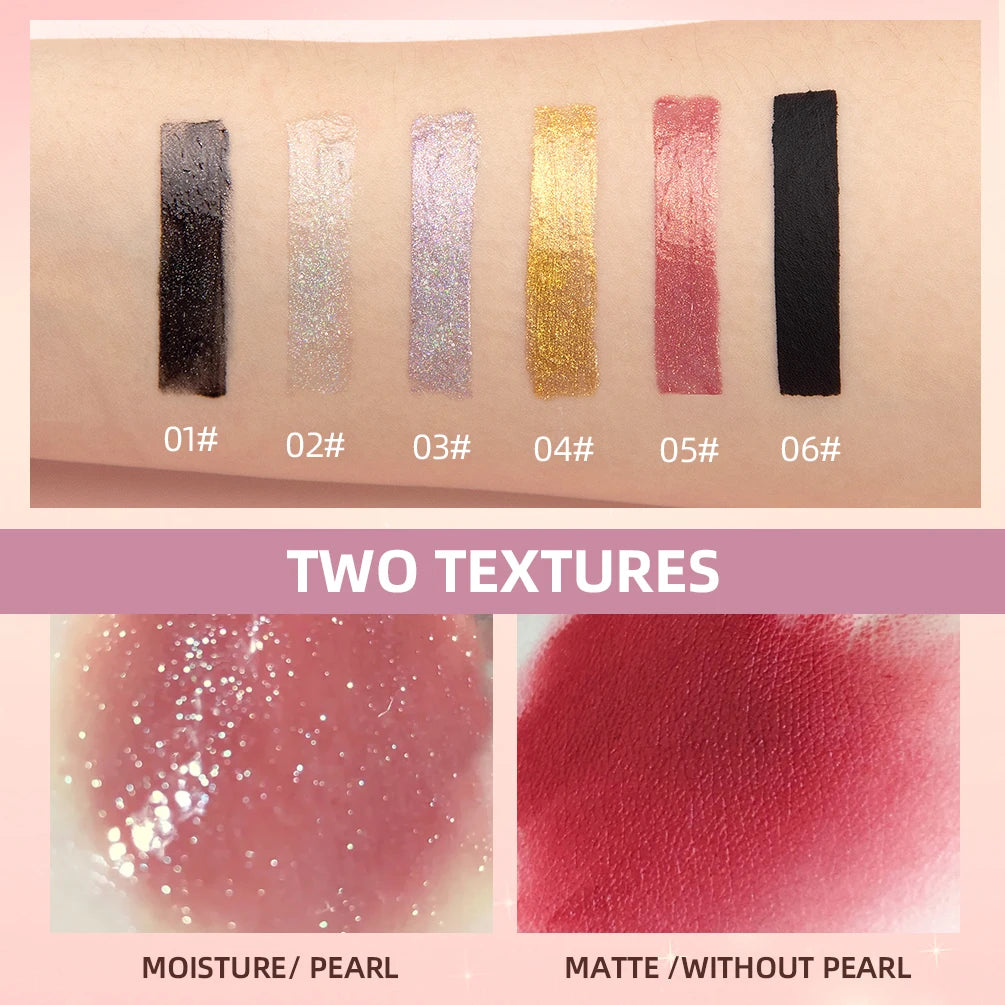 QIBEST Glitter Pearlescent Lipgloss Moisturizing Lasting Non-Stick Cup Shimmer Shiny Liquid Lipsticks Black Purple Lip Tint