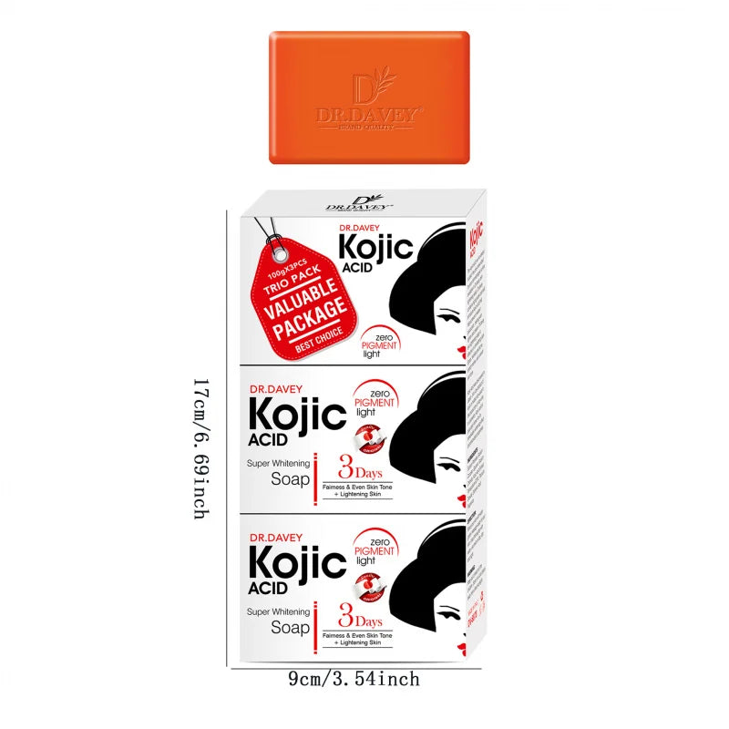 3pcs Kojic Acid Soap Cleansing and Moisturizing Handmade Soap for Bathing, Face Washing, and Skin Moisturization