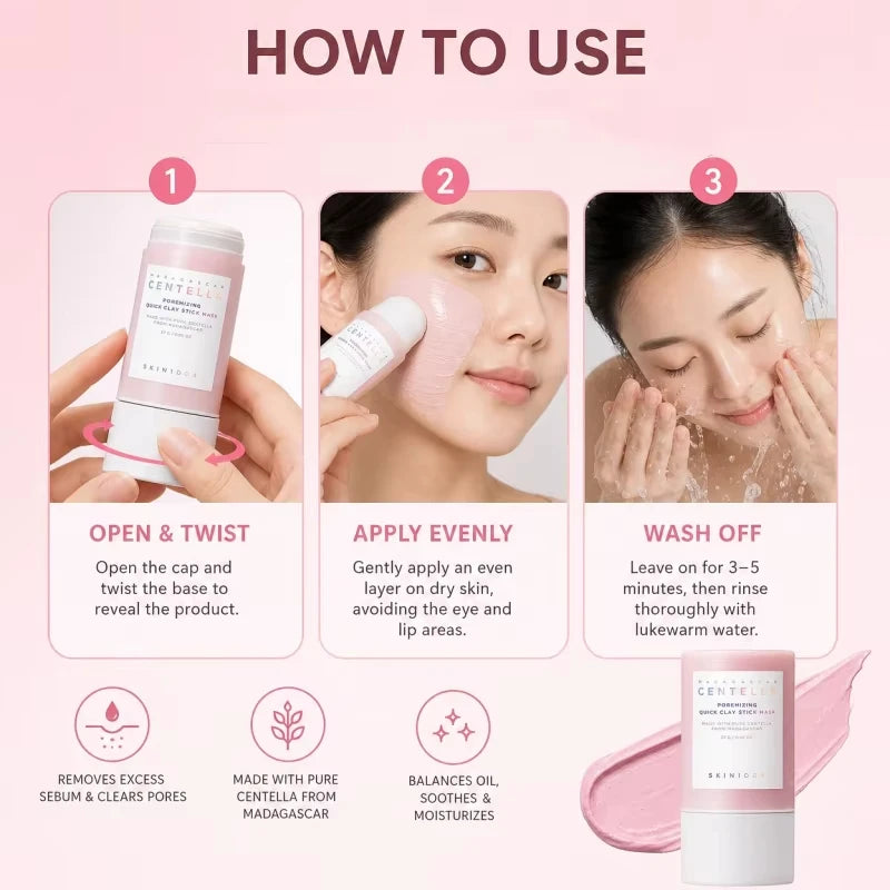 SKIN1004 Korean Centella Poremizing Quick Clay Stick Mask 27g 5 Clays Deep Pore Cleansing Sebum Control Blackhead Remover Gifts