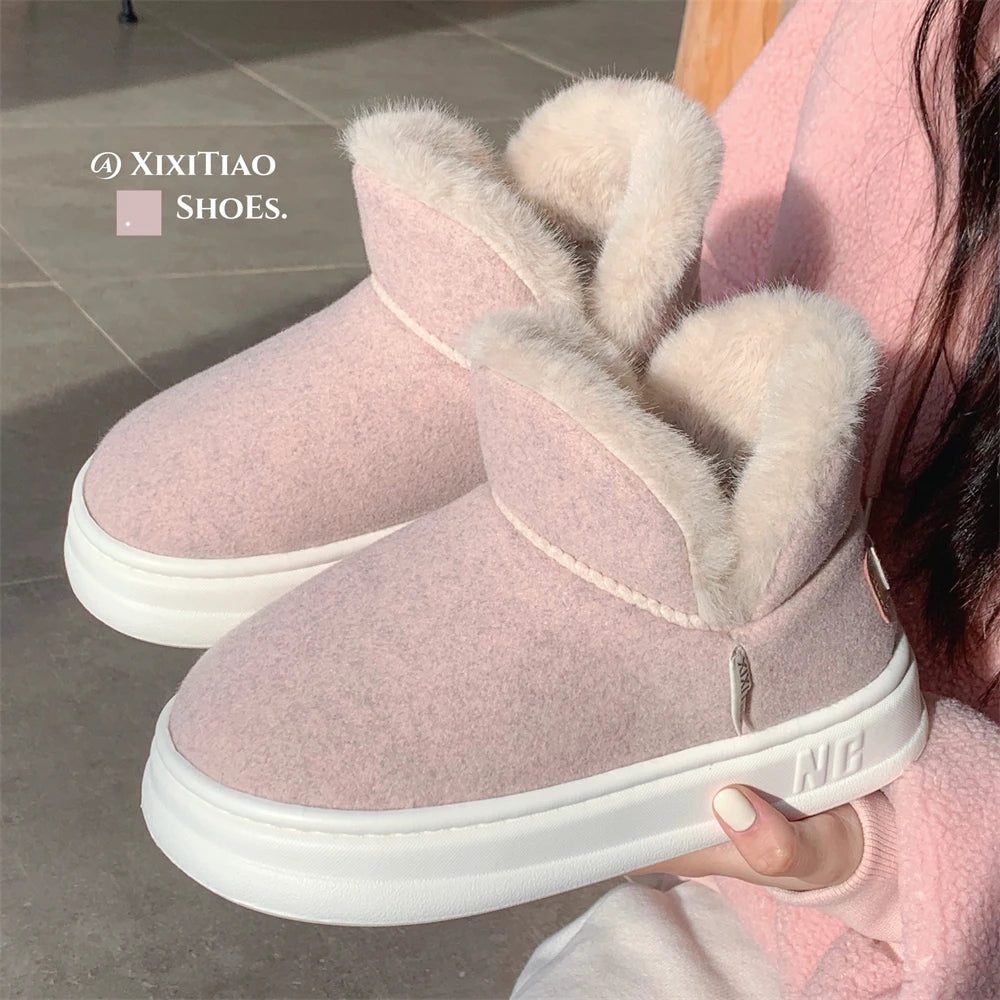 Fashionable Sporty Winter Snow Boots Men Women Waterproof down Cloth Thick Bottom Short Boots Cotton Shoes Trendy Cool