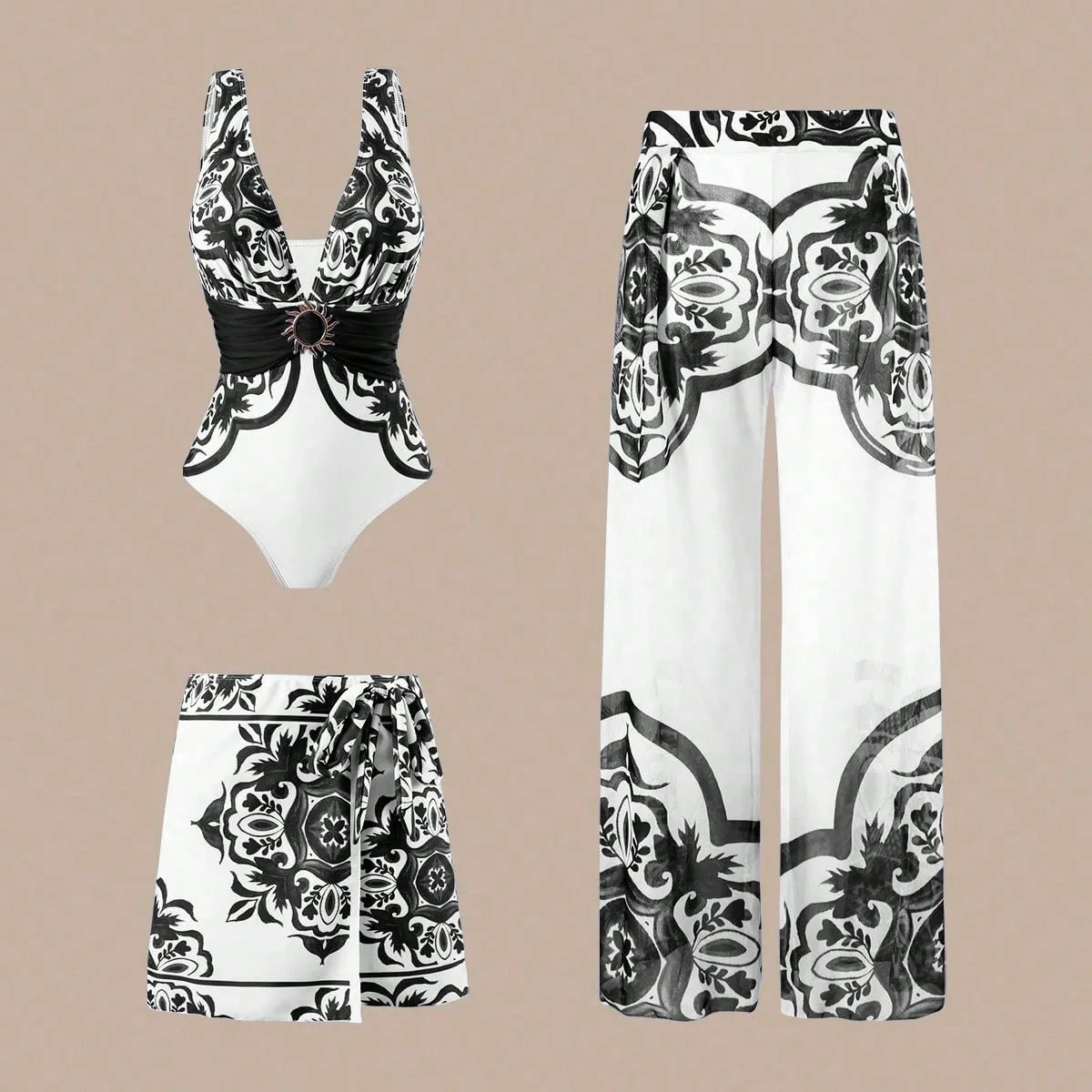 Bathing Suit Women Fashion Trend Sexy Swimwear Three-piece Jumpsuit Pants Set European And American Swimsuits