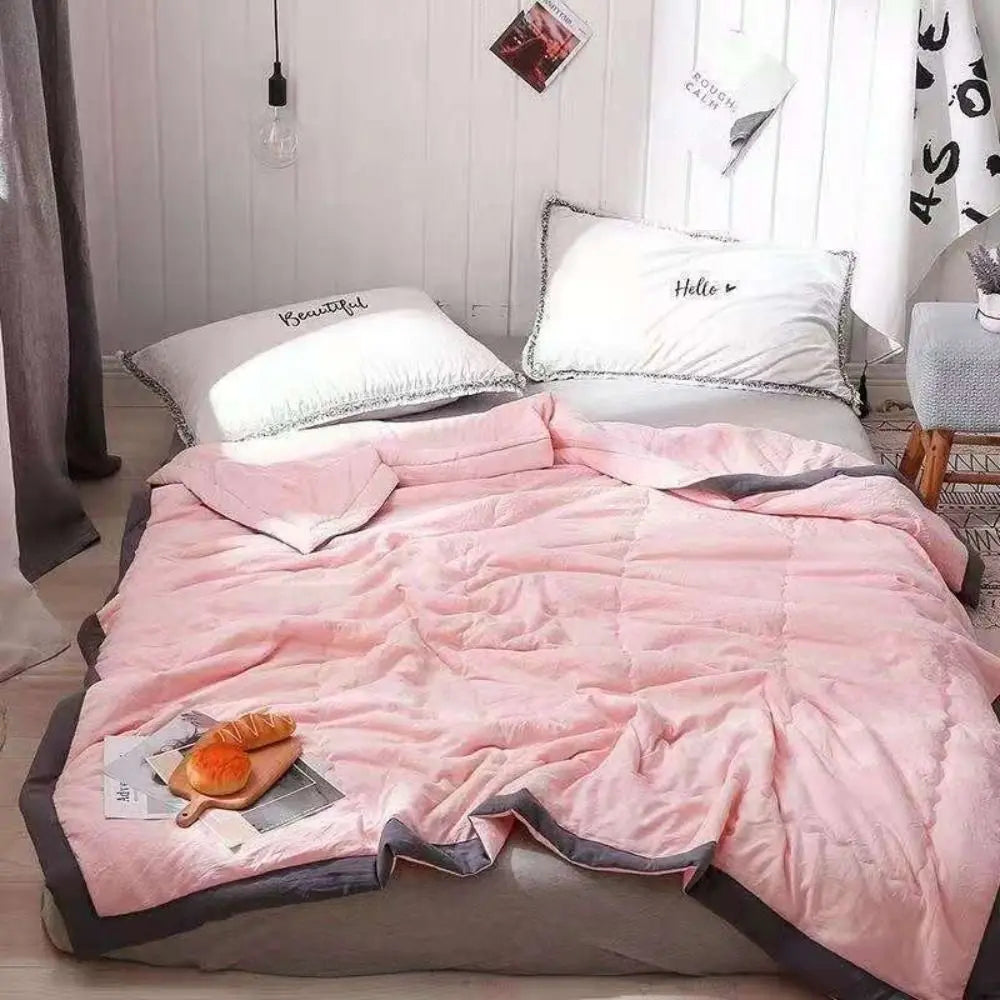 Double Sided Cooling Blanket Cold Effect SkinFriendly Conditioning Quilt Breathable Solid Color Cooler Quilt Summer Cooler Quilt