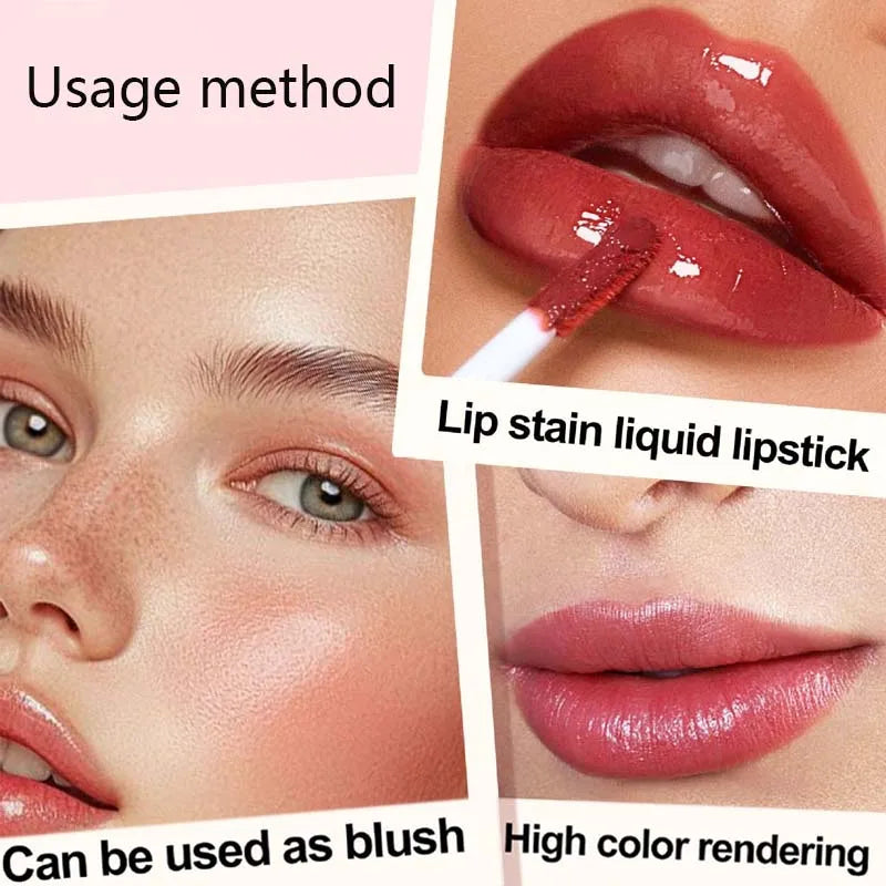 Liquid Lip Stain Lipstick Makeup Water Light Fruit Juice Lip Gloss Tint Moisturizing Waterproof Non-Stick High Pigment Lipstick