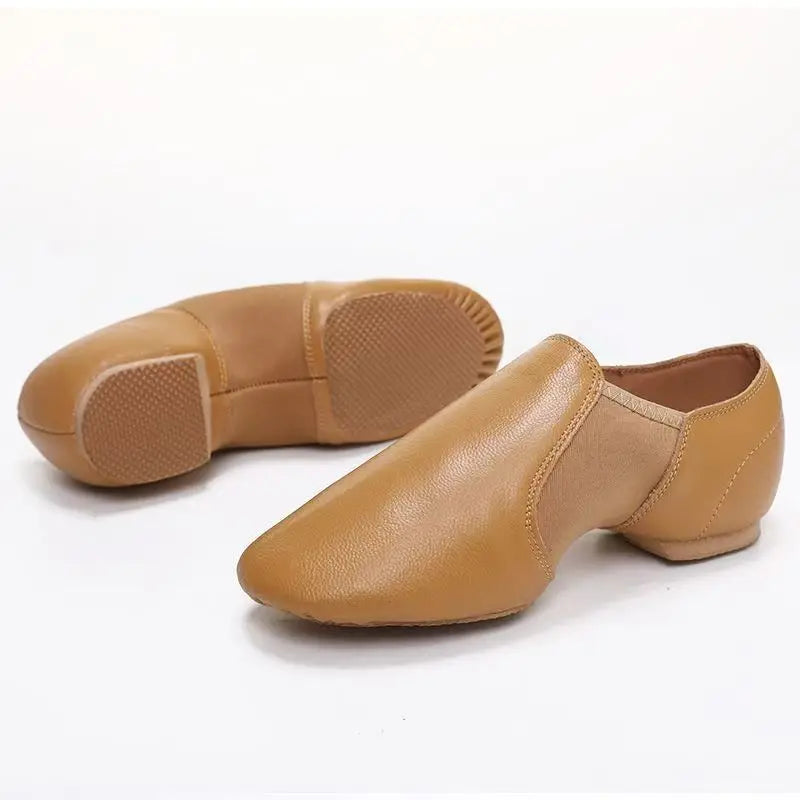 Zapatos De Jazz PU Para Mujer, Diseño Slip-On Con Elástico, Suela Dividida Antideslizante Para Danza Jazz/Ballet