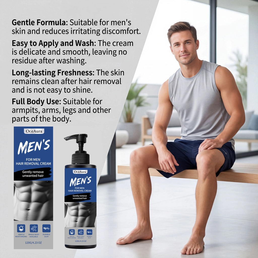 Painless Men's Body Depilatory Cream Fast Acting Hair Remover Non-Irritating Body Grooming Care Coarse Thick Hair Removal Cream