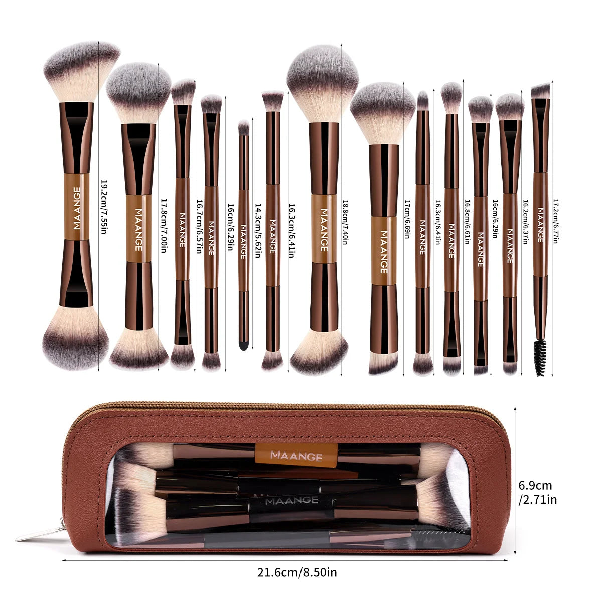 MAANGE 13pcs Makeup Brushes with Storage Bag Foundation Brush Powder Blusher Brush Eye Brush Multi-functional Makeup Brush Set