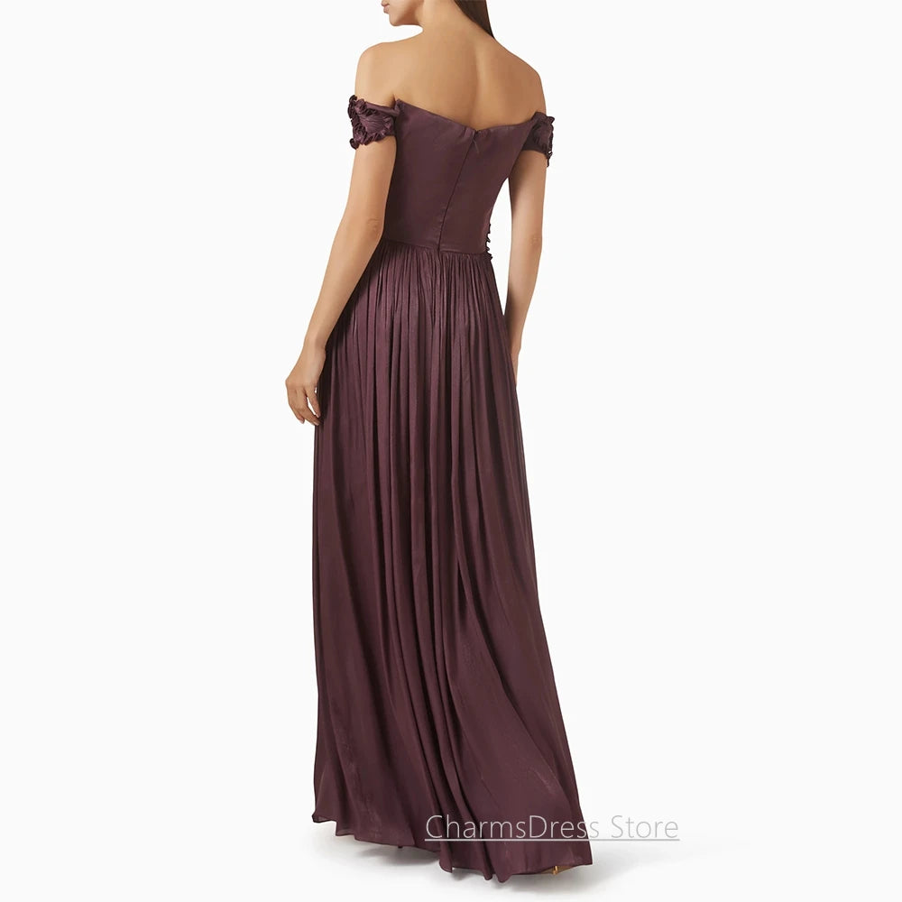 Customized Sexy Evening Dress Vestidos De Fiesta Off Shoulder Ruched Pleated Crystal Split Dancing Party Gown Party Dresses