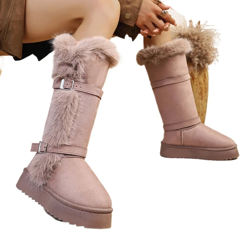 2026 Winter New Fashionable Hot Selling Sexy Warm Snow Boots for Women Round Toe Thick Sole Comfortable Casual Mid Length Boots