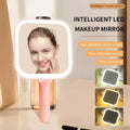 LED Smart Makeup Mirror Hand-held Carry 3 Colors Adjust Bright With Touch Screen Cosmetic Tabletop Vanty Mirror Travel Home Use