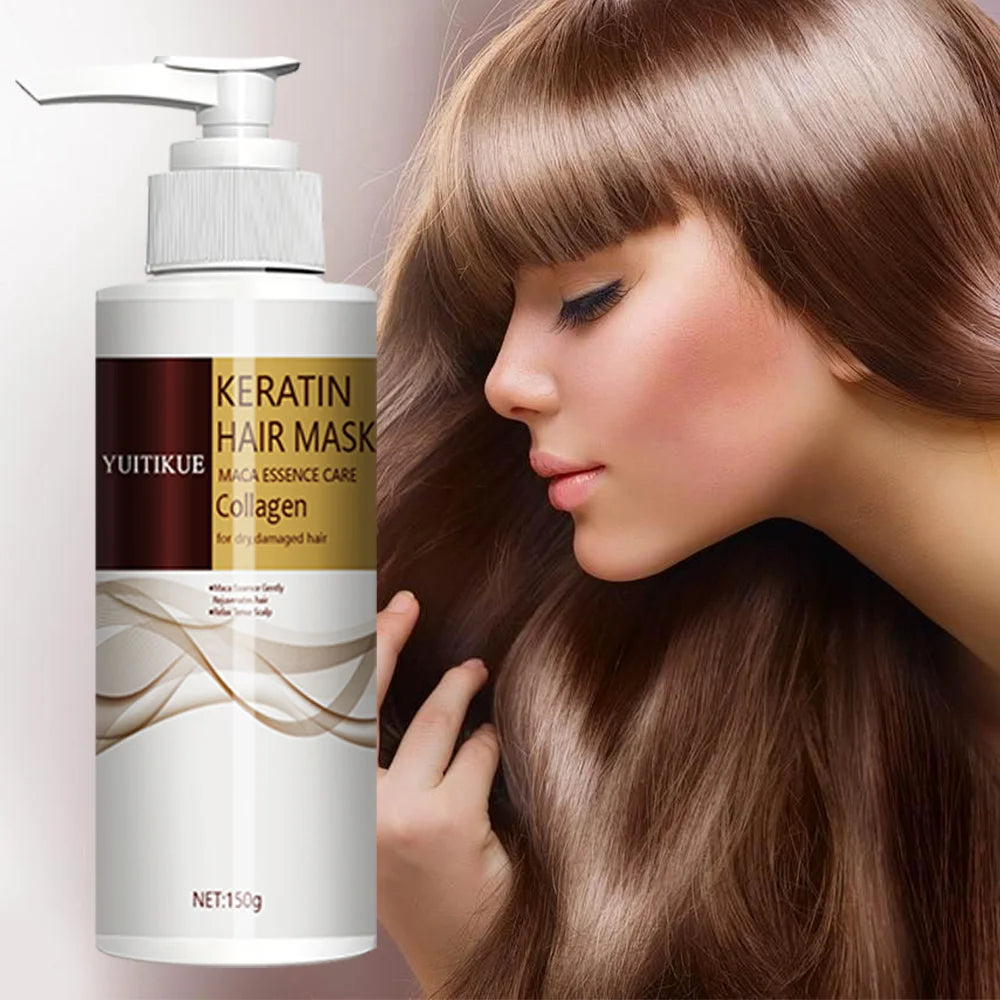 Keratin hair mask, maca extract and collagen, deeply moisturizing, suitable for normal hair types and all hair types