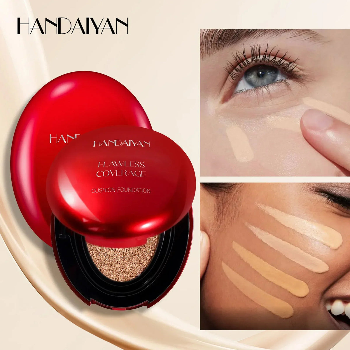 Korean Air Cushion Foundation - Light Natural Moisturizing Concealer Whitening Oil-Control Women's Liquid Foundation Makeup