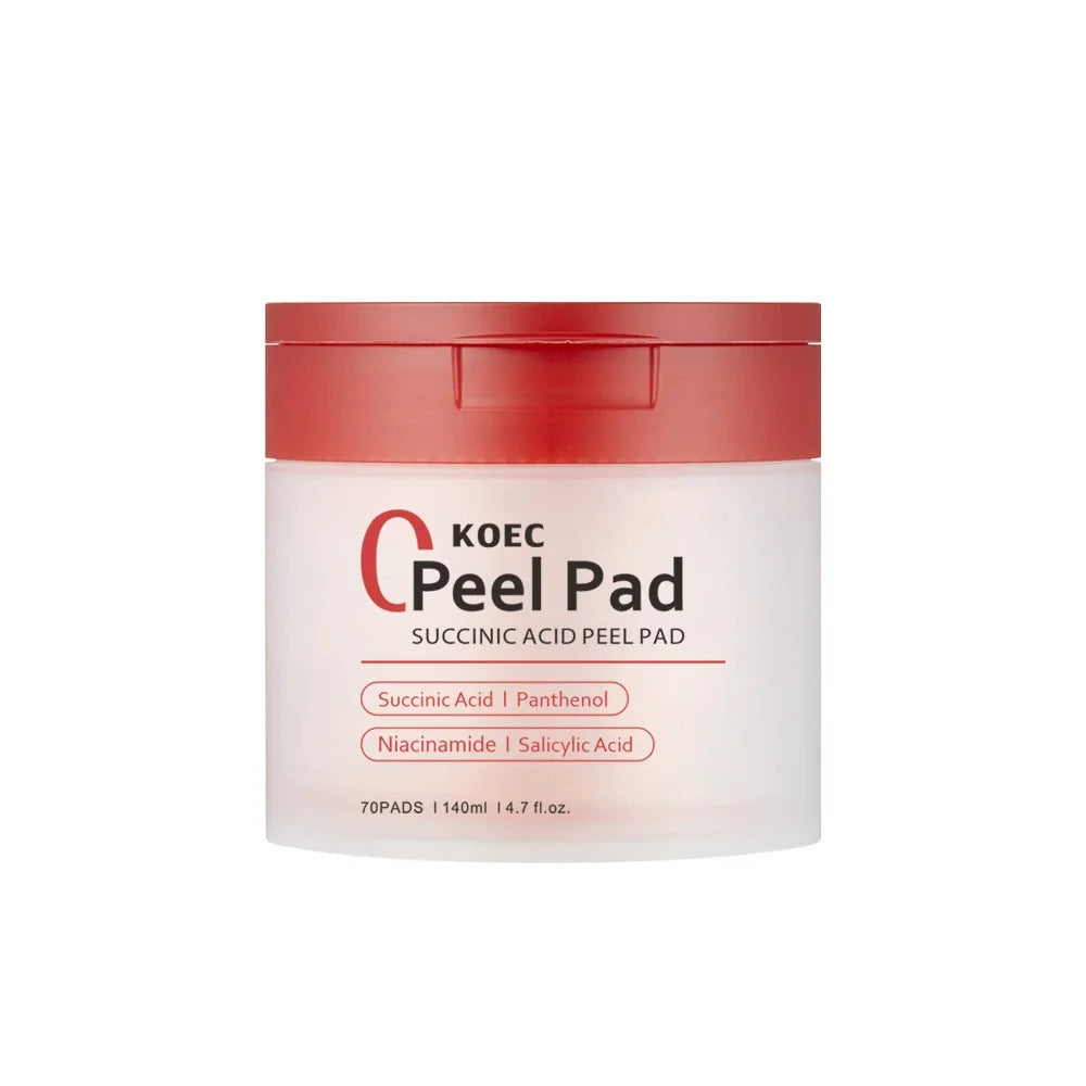 70PCs KOEC Zero Pore Succinic Acid Peel Pad Moisturizing Soothing Exfoliating Acne Care Salicylic Acid Niacinamide Panthenol