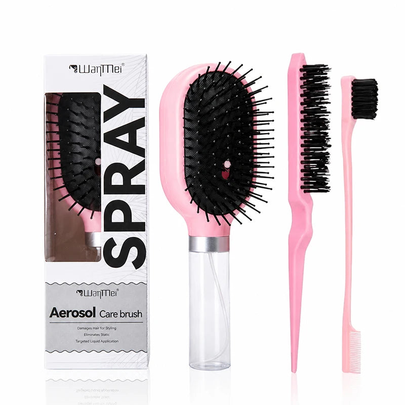 Anti Static 2 in 1 Air Cushion Hair Brush Set Hydrating Spray Massager Comb for Curly Dry Frizzy Hair