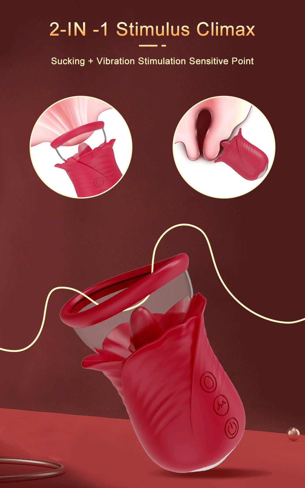 Rose-Sex Toy Vibrator Adult Sex Toys for Women Sucking Vibrator 3 Sucking 9 Tongue Licking Vibrating G Spot Vibrators Adult 18+