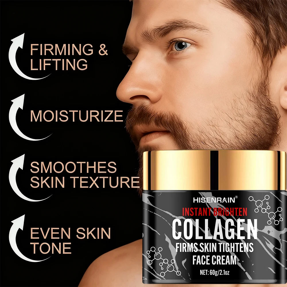 HISENRAIN Collagen & Retinol Face Cream for Men - Intense Moisture, Anti-Aging Hydration, Revitalizing Nourishing Skincare.