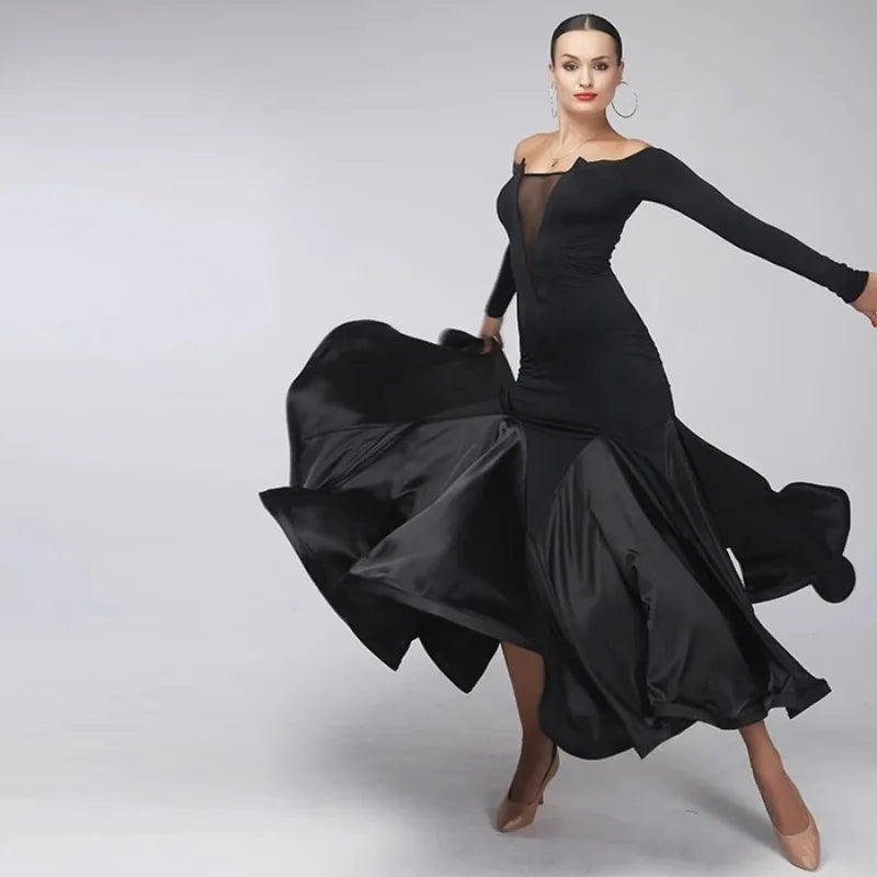 customized Sexy adult ladies modern suit long skirt performance Clothing ballroom dance dress vestido de mujer