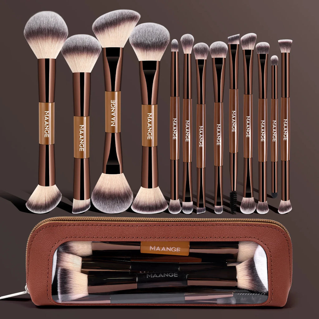 MAANGE 13pcs Makeup Brushes with Storage Bag Foundation Brush Powder Blusher Brush Eye Brush Multi-functional Makeup Brush Set