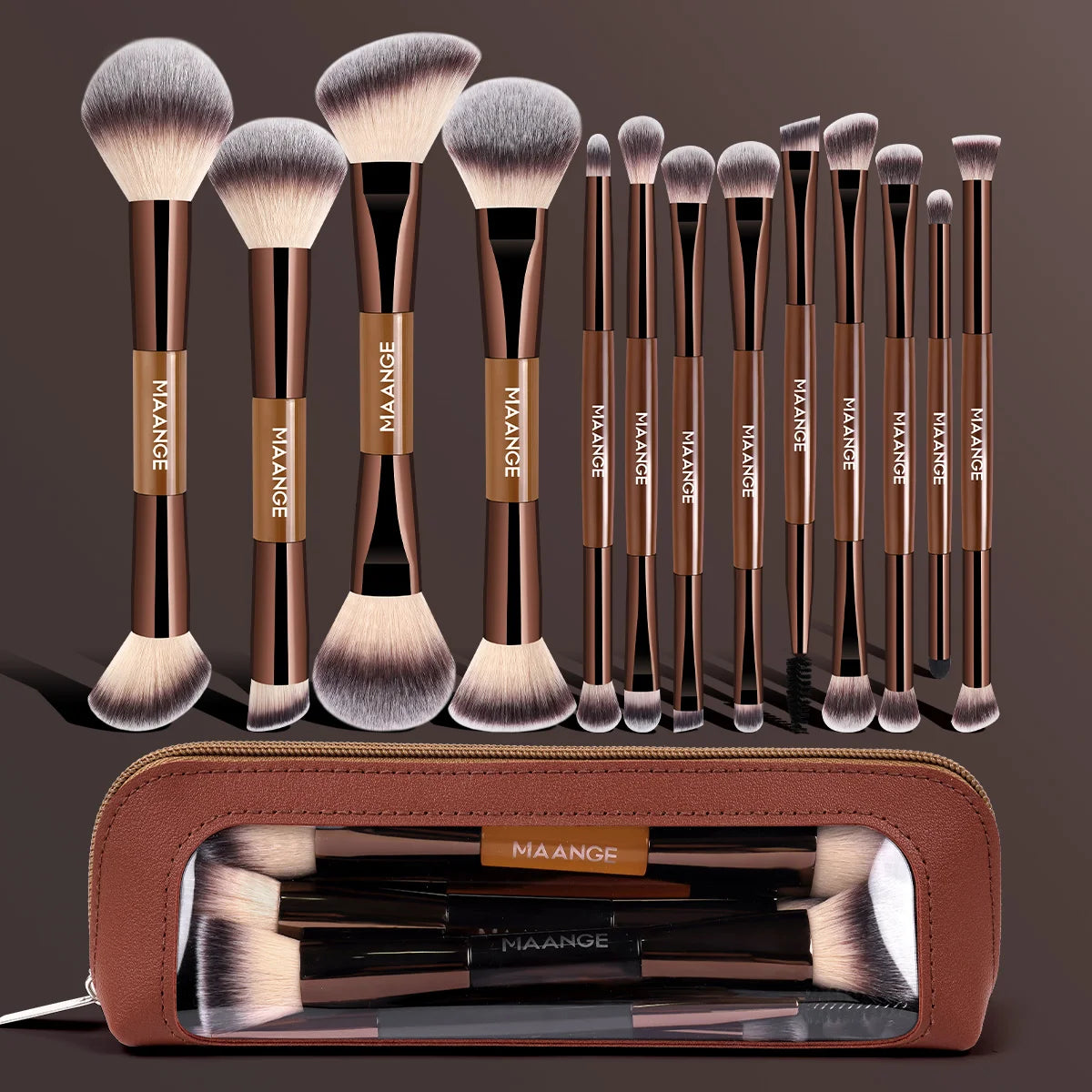 MAANGE 13pcs Makeup Brushes with Storage Bag Foundation Brush Powder Blusher Brush Eye Brush Multi-functional Makeup Brush Set