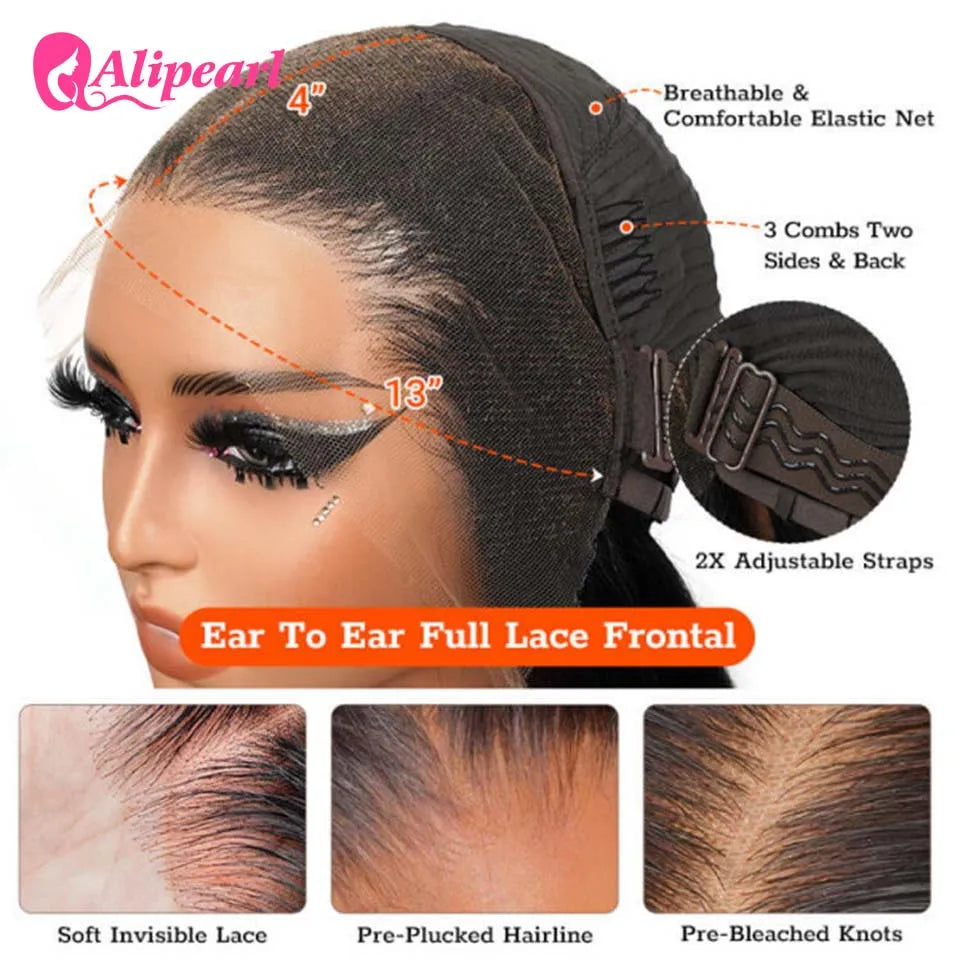 AliPearl Hair Reddish Brown 13x4 Lace Front Wigs Human Hair Peruvian Straight Wig Pre Plucked With Baby Hair Lace Wigs