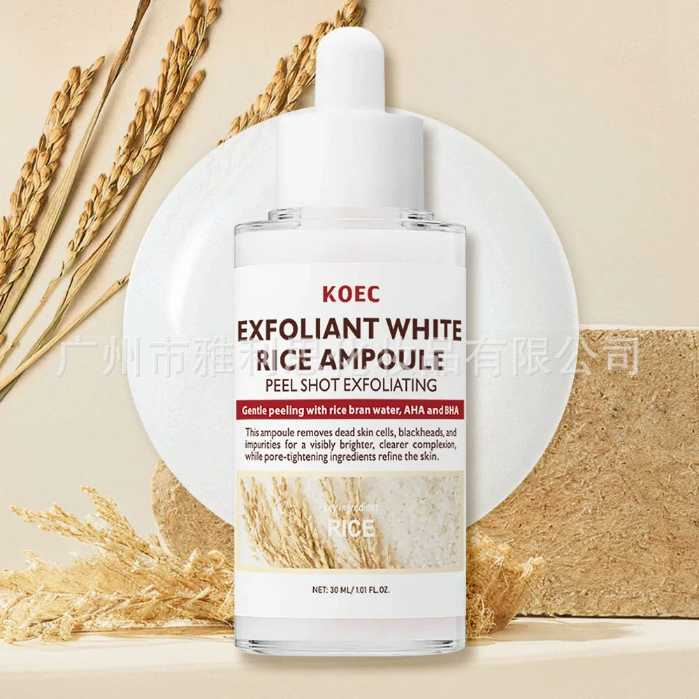 30ml KOEC Exfoliant Black & White Rice Ampoule Facial Serum Peel Shot Exfoliating Brightening Remove Dead Skin Blackhead AHA BHA