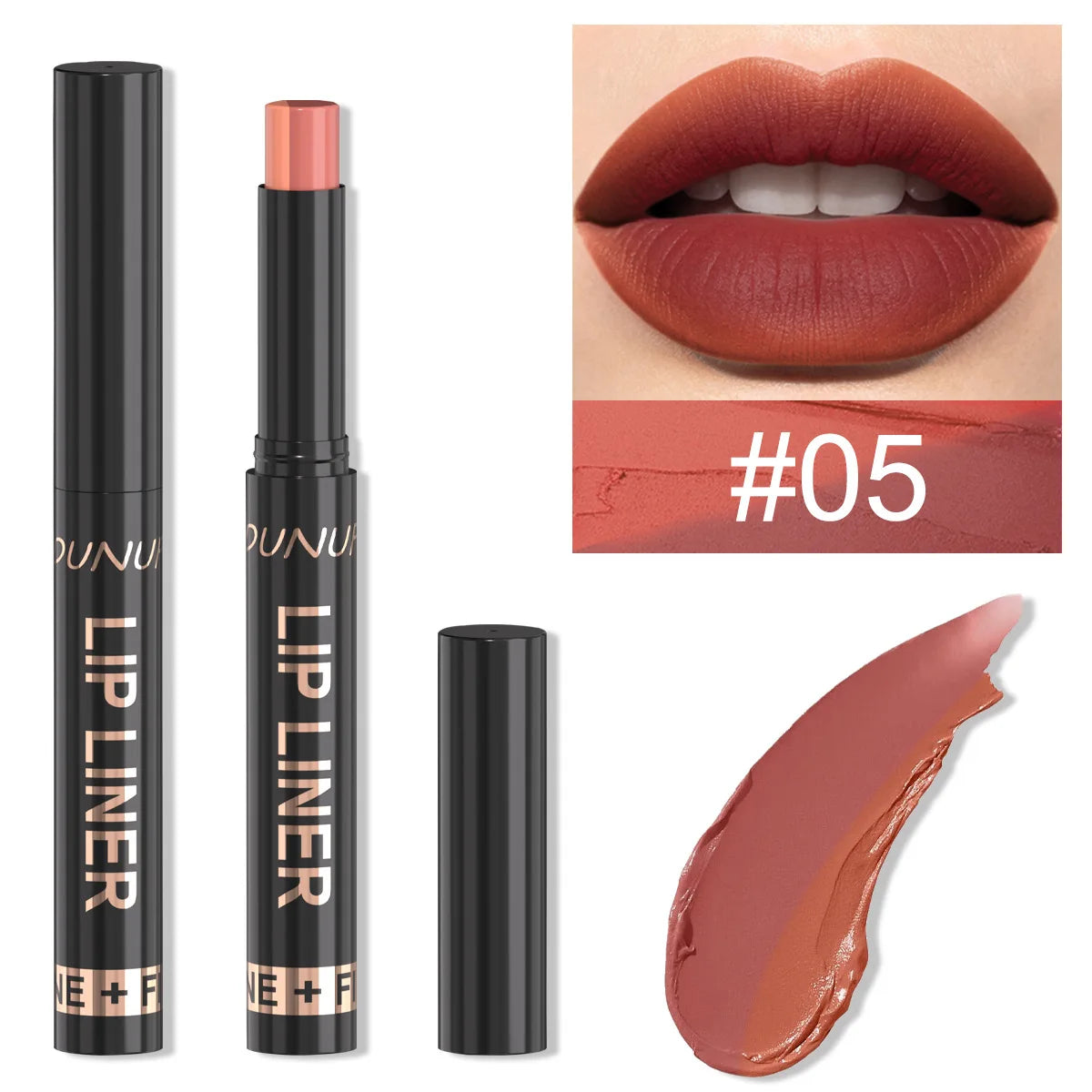 9 Colors 2-in-1 Lip Liner Lipstick, Dual-Ended Matte Lip Pencil, Easy Application Non-Stick Cup Longwear Lip Contour Crayon