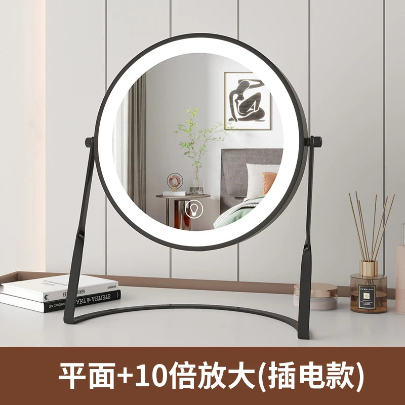 Aesthetic Small Mirror Girls Modern Bedroom Table Makeup Mirror Kawaii Pink Espejo Con Luz Led Para Maquillaje Home Decoration