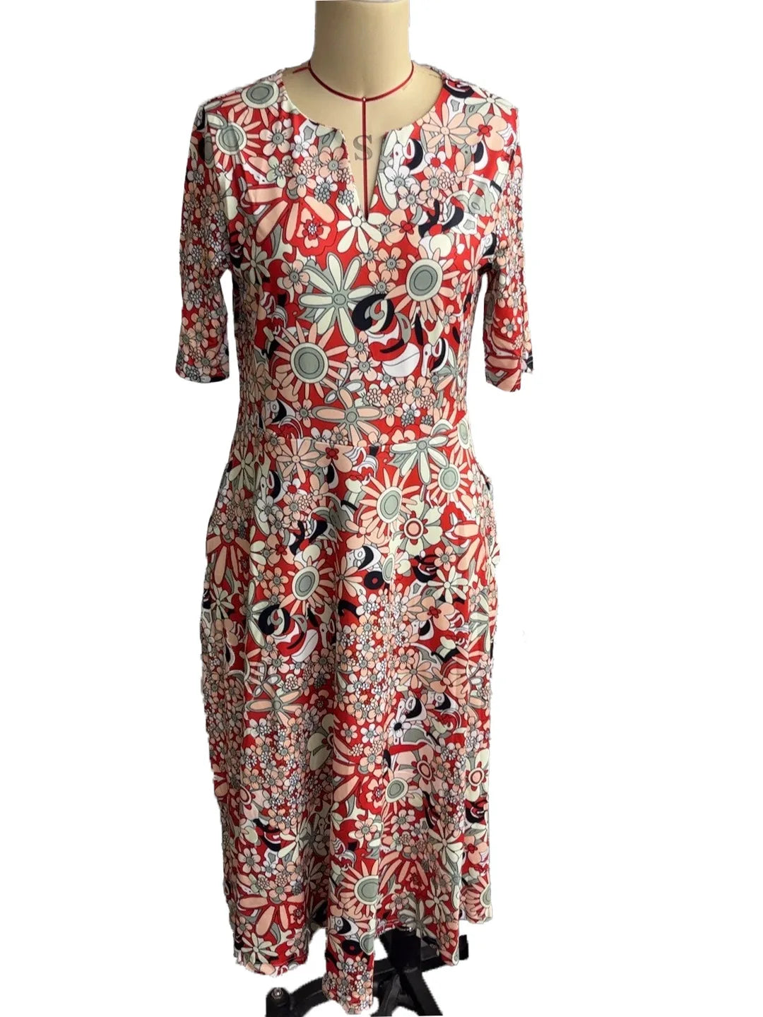 Summer Fashion Vintage Floral Print Boho Party Dresses For Women 2025 Elegant V-Neck Half Sleeve Pockets Beach Long Dress Robe