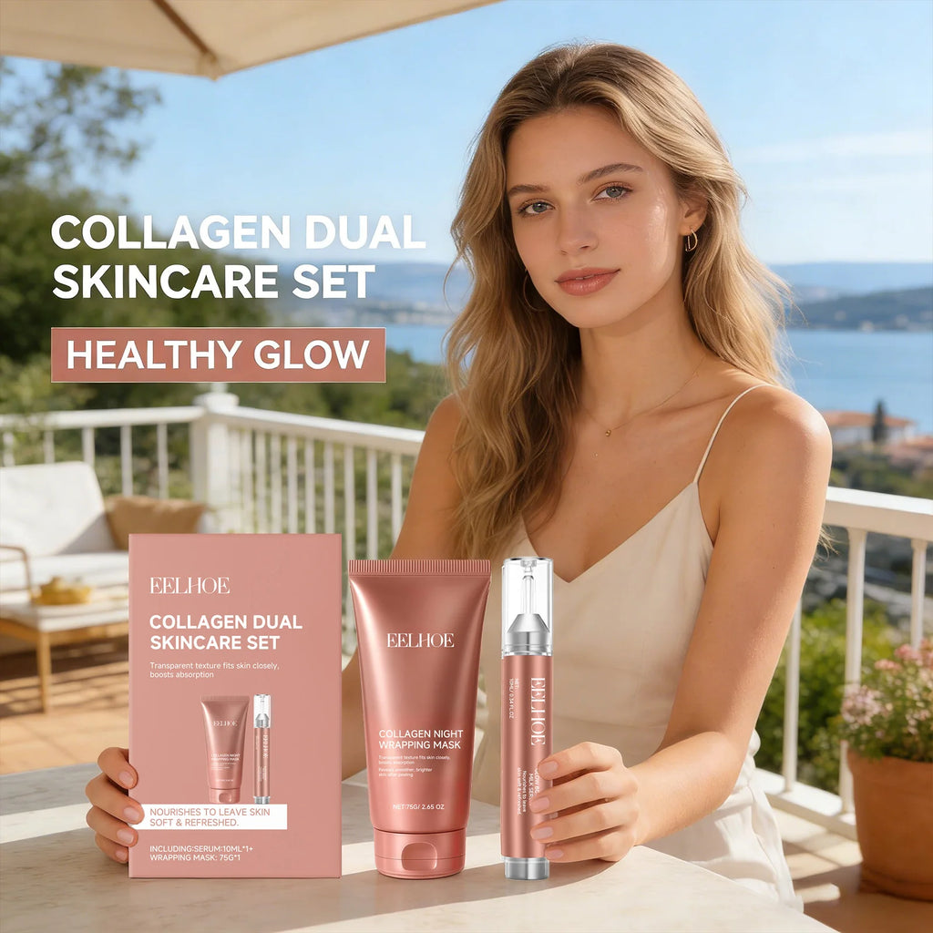 Collagen Wrapping Face Mask Set Enhance Skin Elasticity Improve Dullness Long-Lasting Hydration Exfoliation Night Skincare Serum