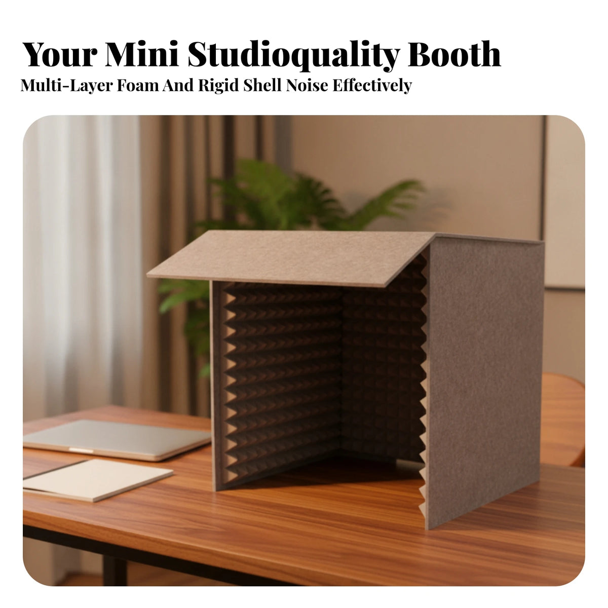 Desktop Sound Booth Quiet Acoustic Enclosure with Sound-Absorbing Foam Desktop Soundproof Cover Clearer for Podcasters