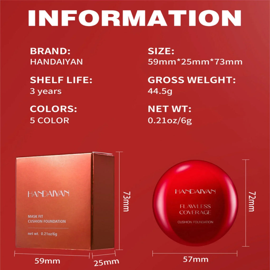 Korean Air Cushion Foundation - Light Natural Moisturizing Concealer Whitening Oil-Control Women's Liquid Foundation Makeup
