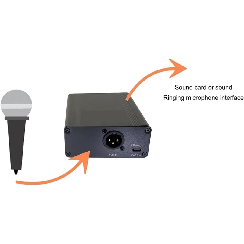 ABAC-Condenser Microphone Recording Equipment Compatible 48V Phantom Power Supply Outdoor Portable Rechargeable