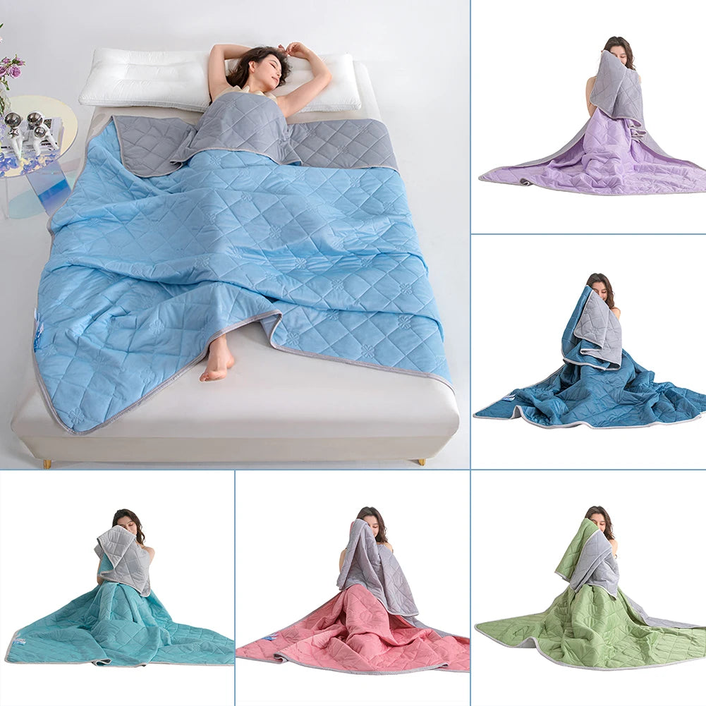 Ice Silk Cooling Blanket Soft Comfortable Breathable Air-Conditioner Quilt Summer Cooling Blow Air-Conditioning Warm Comforter