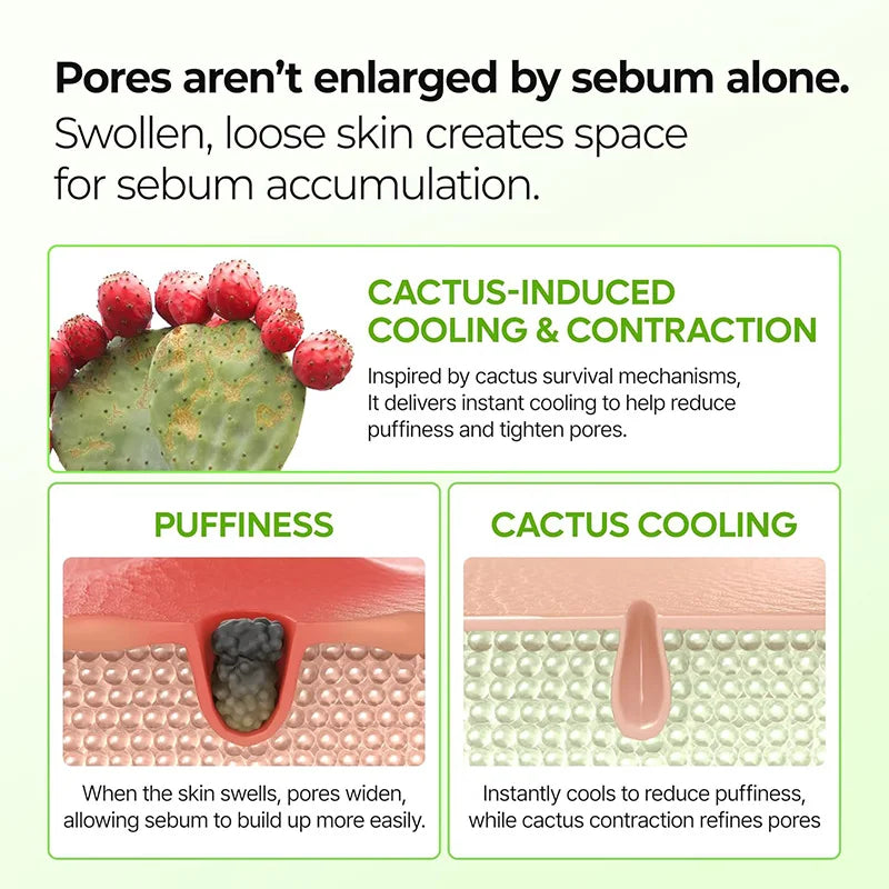 Pore Relief Multi Balm Stick Cooling Face Balm Cream for Enlarged Pores Moisturizing With Cactus Extract Korean Skincare