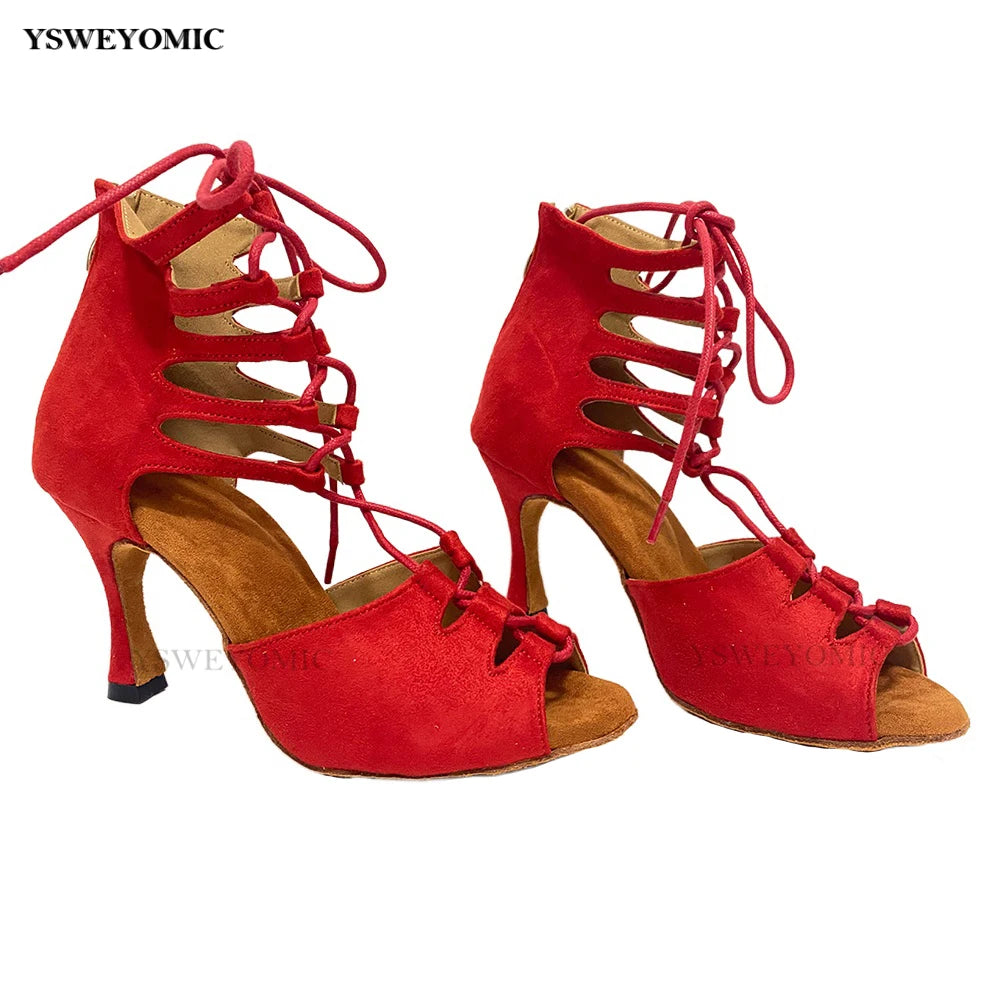 Zapatos de baile latino Super Soft Customized Heel and Colors Sexy Red Latin Salsa Dance Shoes For Women And Girls