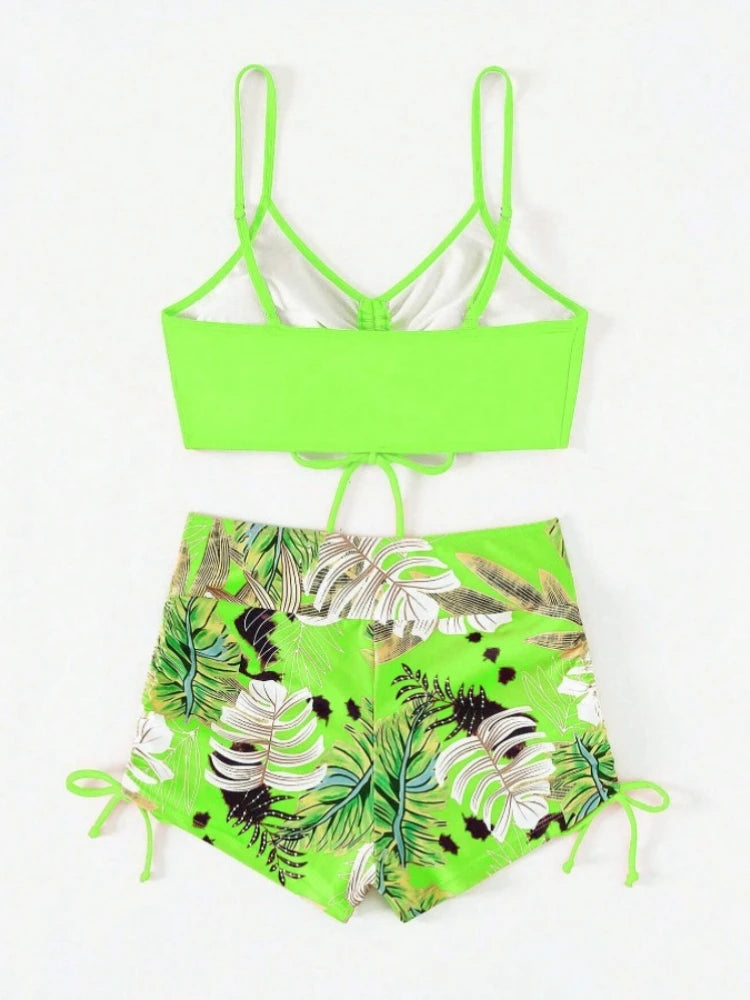 Women's Two Piece High Waist Bikini Set Sexy Strap Floral Print Swimsuit Summer Beachwear for Pool Party & Vacation